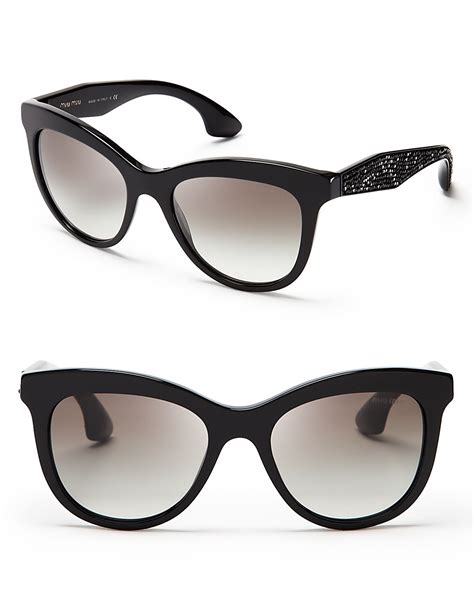 miu miu cat eye black celebrity|Miu Miu SMU09Z Cat Eye Sunglasses .